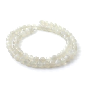 Moonstone Gemstone Beads Round 6 mm 6mm | 1 Strand | 68 beads per Strand | 1 mm hole | Natural White | pietra di luna Mondstein | TipTopEco