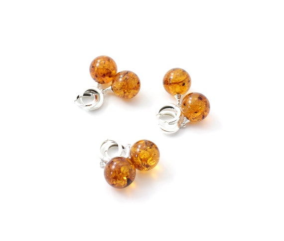 Amber Wholesale Earrings 3 Pairs of Amber Round Ball Earrings