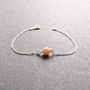 Sunstone Bracelet with Sterling Silver 925 Golden | Pink Jewelry | Women Men | Minimalist | Sonnenstein-Armband |  pulsera de piedra solar