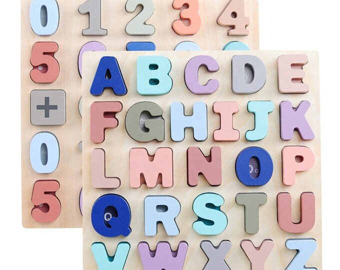 Wooden Number ABC Puzzles Puzzle Alphabet Letter Learning - Etsy