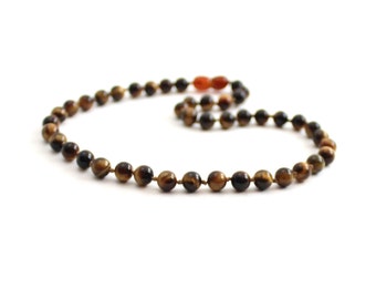 Tiger Eye Gemstone Necklace Tiger's Tigers 6 mm Jewelry Knotted Choker Bead for Men Women occhio di tigre Collier collana di