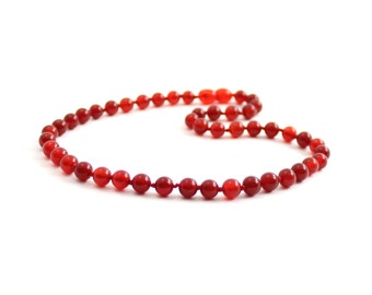 Carneool edelsteen ketting 6 mm 6mm sieraden geknoopte choker voor rode vrouwen | halsband van cornalina | Karneol-Halskette | collier de cornaline
