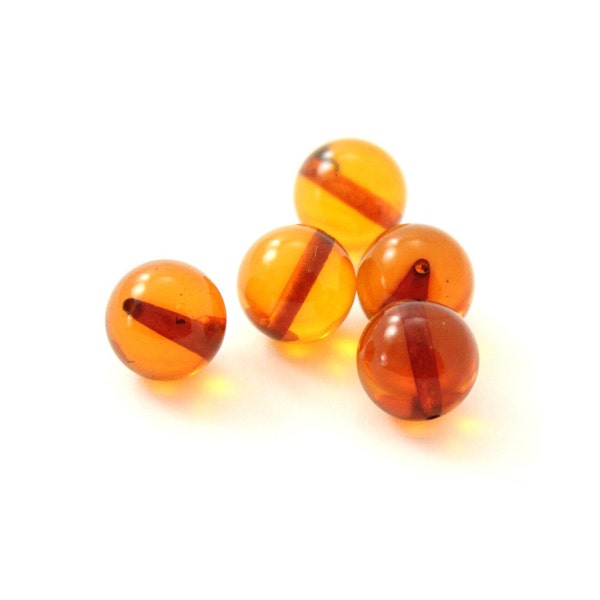 10 morceaux de perles d’ambre baltique 8 mm 8mm | Centre foré | Pour la fabrication de bijoux | Cognac poli ou couleur verte | TipTopEco