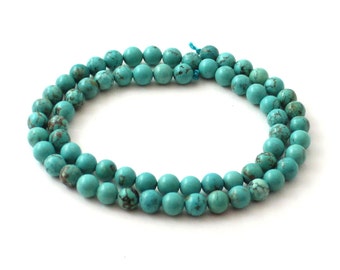 Turquoise Gemstone Beads Round 6 mm 6mm | 1 Strand | 64 beads per Strand | 1 mm hole | Natural Undyed Green | Türkis | TipTopEco