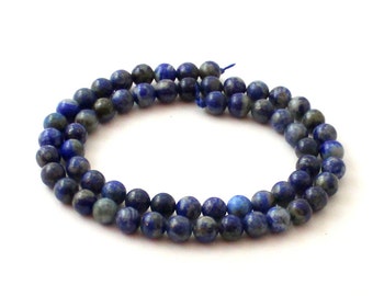 Lapis Lazuli Gemstone Beads Round 6 mm 6mm | 1 Strand | 63 beads per Strand | 1 mm hole | Natural | Lapislazuli lapislazzuli | TipTopEco