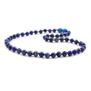 Lapis Lazuli Gemstone Necklace Blue 6 mm Jewelry Knotted Choker Bead for Men Women Collier collana di | collana di lapislazzuli