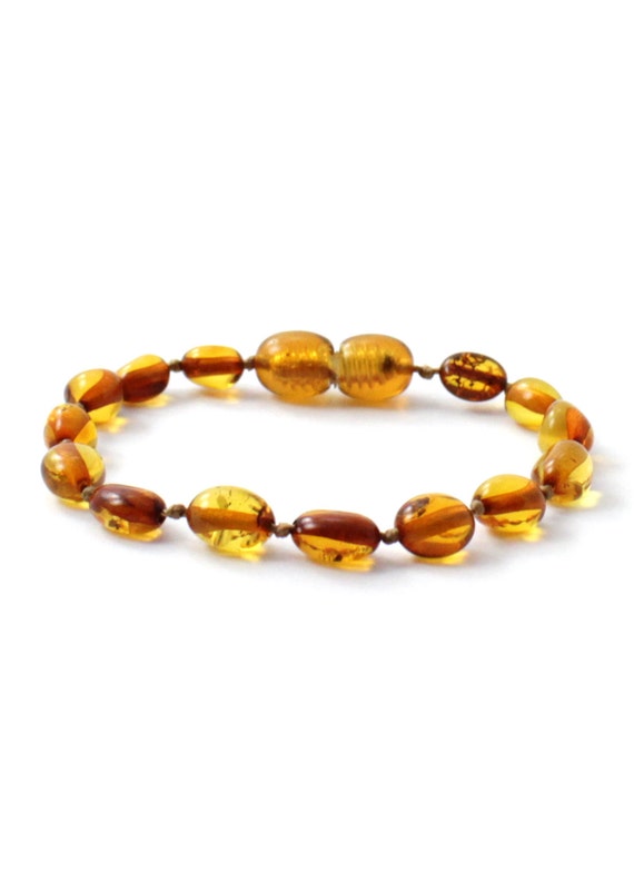 Baltic Amber Polished Milky Color Amber Teething Bracelet or Anklet Baroque Beads