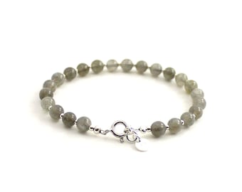 Labradorite Bracelet with Sterling Silver 925 Golden | Jewelry | For Women Men | Gemstone Bracelet Jewellery 6mm 6 mm | Labradorit-Armband