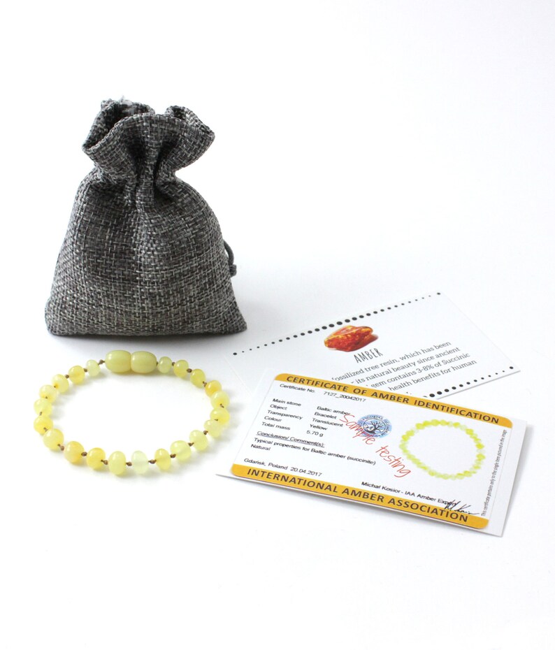 Baltic Amber Polished Milky Color Amber Teething Bracelet or Anklet Baroque Beads
