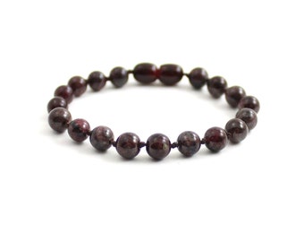 Garnet Bracelet Anklet Knotted Burgundy Red | Gemstone Jewelry For Women Men | braccialetto di granato | Granat Armband