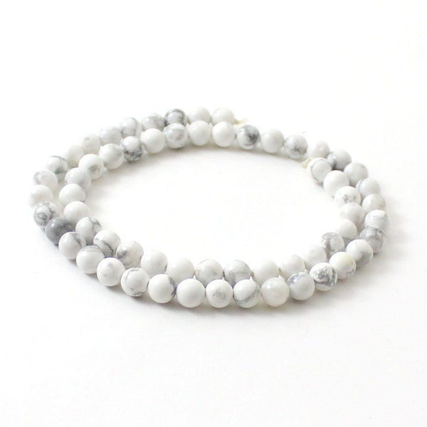 Howlite White Gemstone Beads Round 6 mm 6mm | 1 Strand | 63 beads per Strand | 1 mm hole | howlita howlith | TipTopEco