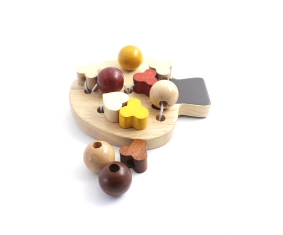 Wooden Toy for Children or Kids, Threading Lacing Stringing Toy