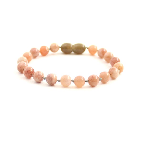 Sunstone Bracelet Anklet Knotted Pink | Gemstone Jewelry For Women Men | Fußkettchen mit Sonnensteinarmband pulsera de piedra solar