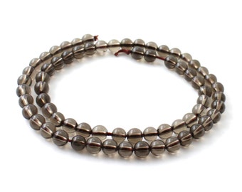 10 Perles Boules En Quartz Fumé Naturel - 6mm - Marron Transparent - Pour Création Bijoux