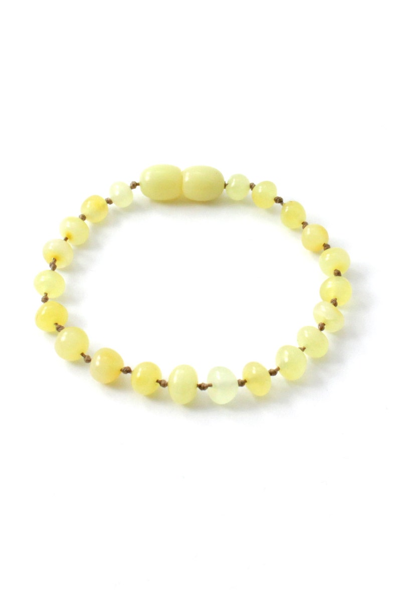 Baltic Amber Polished Milky Color Amber Teething Bracelet or Anklet Baroque Beads