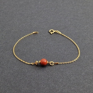 Red Jasper Bracelet with Sterling Silver 925 Golden | Jewelry | For Women Men | Minimalist | jaspe rouge | Armband aus rotem Jaspis