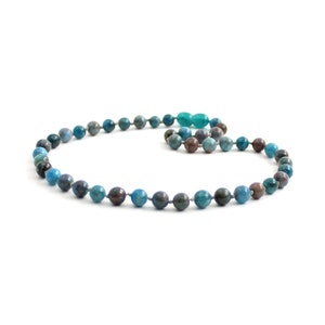 Apatite Gemstone Necklace 6 mm Beads Blue Jewelry Knotted Choker for Men Women collier d'apatite Apatit-Halskette collana di apatite