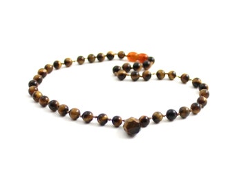 Tiger's Eye Gemstone Necklace With Pendant Tiger Tigers 6 mm Jewelry Knotted Choker Bead for Men Women occhio di tigre Collier collana di
