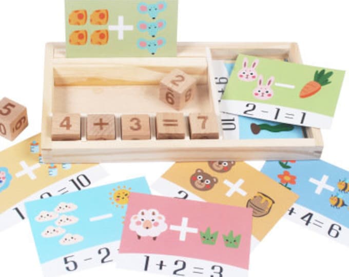 Wooden Math Learning Game Toy | Montessori Mathematical Toys for Kids Children | Cardboard Learning Education Wood | Holzspielzeug