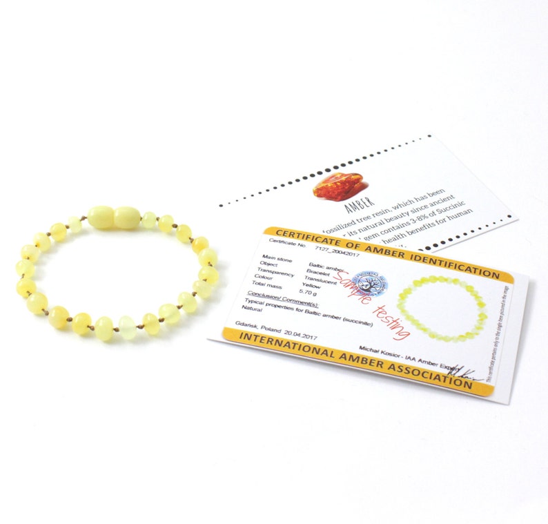 Baltic Amber Polished Milky Color Amber Teething Bracelet or Anklet Baroque Beads