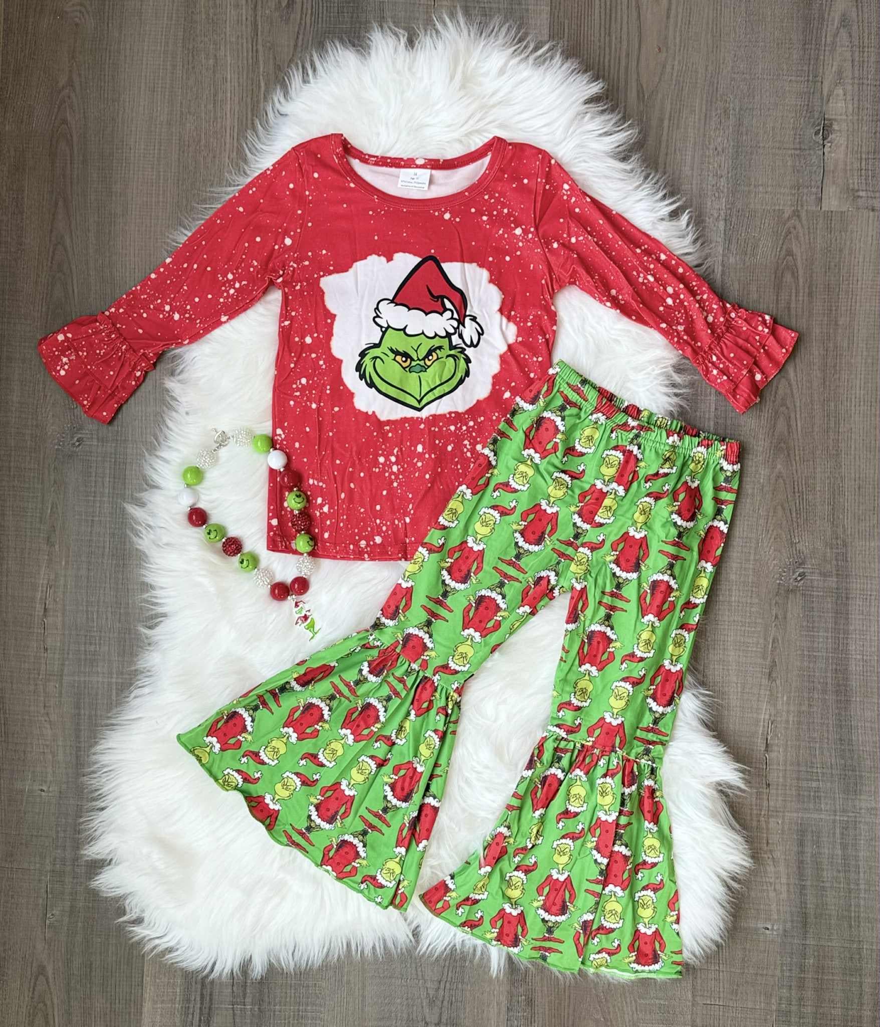 slim fit dress slacks Merry Grinchmas Dress – Swanky Tots main image 1