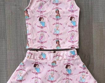 Conjunto de Yoga com Saia e Shorts Embutidos das Princesas da Disney - FRETE GRÁTIS