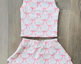 Conjunto de Yoga com Saia e Shorts Integrados BOW Activewear - FRETE GRÁTIS