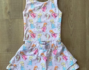 Disney FROZEN Activewear Skirt Built in Shorts Yoga Set FREE