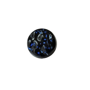 Interesting Small Victorian Glass Waistcoat RIPPLED BLUE FOIL In Black Glass 1/2 Inch Diameter c. 19th Century