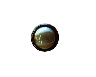 Rare Antique Bohemian/Czech Paperweight Type Lampwork Glass Button Encased Striped Dome Rosette Shank c. 1900 NBS Div I Small 9/16th Inch