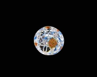 Unusual Large Jacques Israel Deep Nippled Latticinio & Goldstone Dot Paperweight Button c. 1940-1960 Measures 3/4" Diameter x 9/16" High