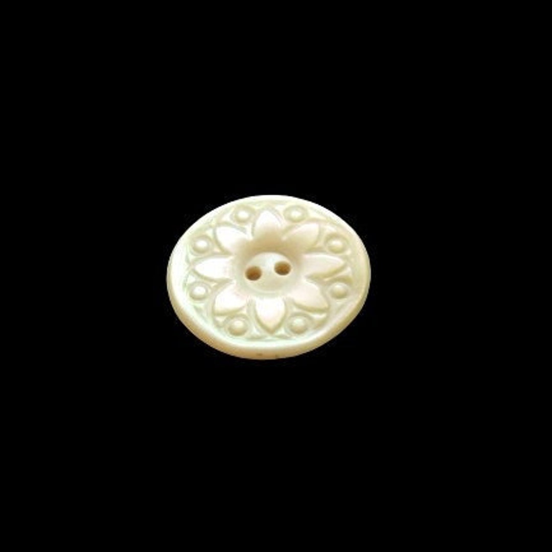 Scarce 19thc Green Snail Shell Button 8 Petal FLOWER Fancy Border Div I ...