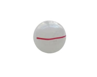 Simple Yet Beautiful Swirl Back Clambroth Glass Ball Button with a Red Stripe Overlay NBS Div I Small 10/16" in Diameter Loop Shank