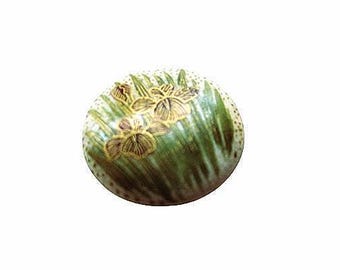 Beautiful Antique Japanese Meiji Period Domed Satsuma Purple/mauve Iris Button Hand-painted Lavish Gold NBS Div I Small 3/4" c. 1900 - 1915