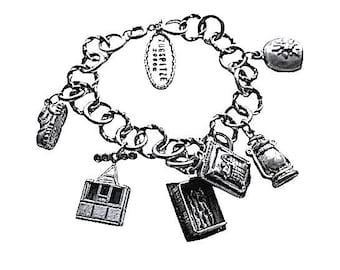 Souvenir Charm Bracelet Austria ZUGSPITZE Purchases in 1966 On A Tour of Europe Estate Piece Measures 7.5" End to End Made of White Metal