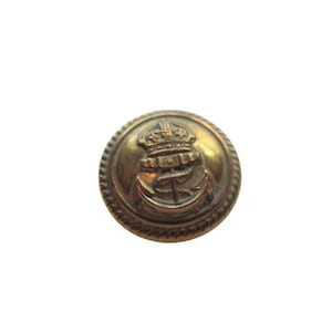 English Royal Navy Officer&#39;s Coat Uniform Button Queen Victoria&#39;s Crown Above An Upright Fouled Anchor  c.1891-1904