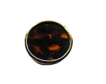 Scarce Victorian to Edwardian Era Faux Tortoise Paper Inset Within Gilt Brass Rim With Thread Back NBS Div I Med 1" c. 1885-1910 European