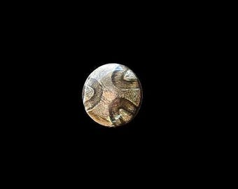 Bohemian Foil-inclusion Paperweight Button - Connected Three-Arm Triad\Triskelion Rosette Shank c. 1885-1900 NBS Div I Small 9/16th Inch