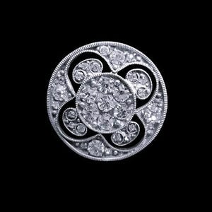 Stunning Victorian Era Open-Work Brilliant Cut Paste Button Quatrefoil Pattern, C Scrolls. Milgrain Beads NBS Div I Med 1 & 3/16" 1880-1890s
