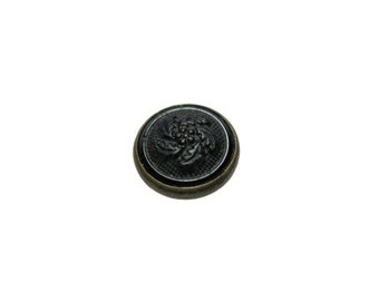 Buying One Verified Antique Sandwich Glass Co. Black Glass Leaves & Berries Waistcoat/Weskit Button Robinson Jones Co. Patent c. 1832-1837