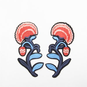 2 pcs Mirror Flower Patches, Flower Applique Patches,Flower Applique,Embroidery Floral Patches,Garment Accessories