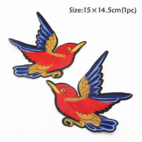 1PC~RED TOUCAN BIRD~EMBROIDERED IRON ON APPLIQUE PATCH