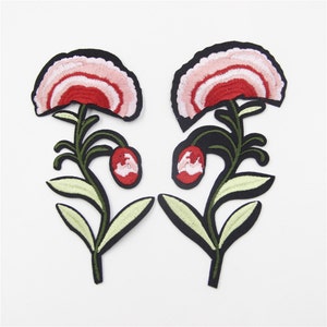 2 pcs Mirror Flower Patches, Flower Applique Patches,Flower Applique,Embroidery Floral Patches,Garment Accessories