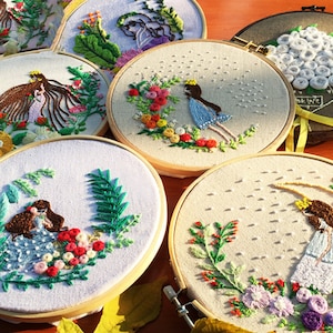 Beginner Embroidery Kit - European Embroidery - Hand Embroidery Full Kit - DIY Flower Embroidery Hoop Wall Art Kit