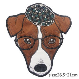 1pc Fashion Dog Patch , Handmade Dog Patch with Crystal, Lovely Dog  Applique,Fabric Patch ,Iron on Dog  Patch