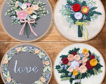 Beginner DIY Embroidery Kit, Modern Scenery Embroidery Kit, flowers Embroidery Pattern, DIY Embroidery Kit