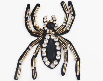 3D Perlen Spinne Patch: Kristall Pailletten Gestickte Applikation