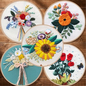 Floral Embroidery Kit: Beginner DIY Flower Hoop Art