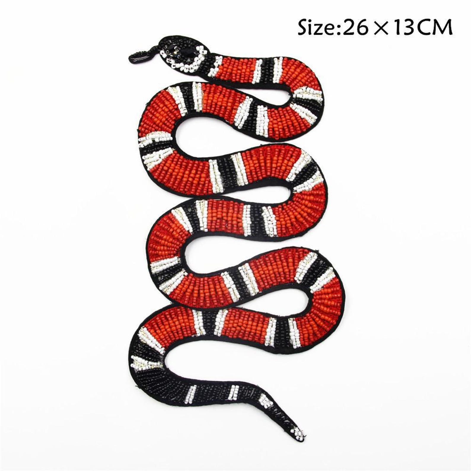 Bead Snake Patchhandmade Bead Patch Embroidery Snake Etsy