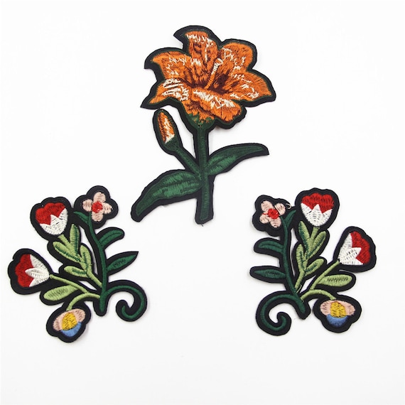 Un conjunto de parches bordados apliques para ropa flores | Etsy México